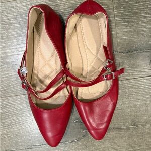 Red Women's Mary Jane Flats